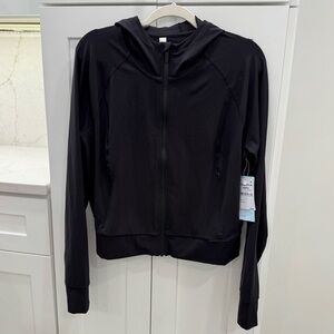NWT Zella Studio Luxe Zip Hoodie size XL Black Crop Jacket